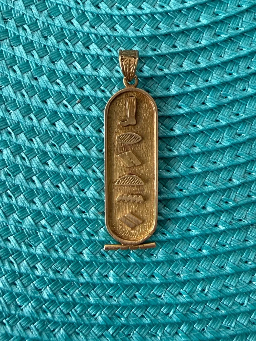 Egyptian solid 18k Gold Cartouche pendant Unisex